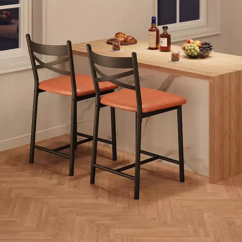 Tabourets de bar hauteur comptoir, assise rembourrée en similicuir