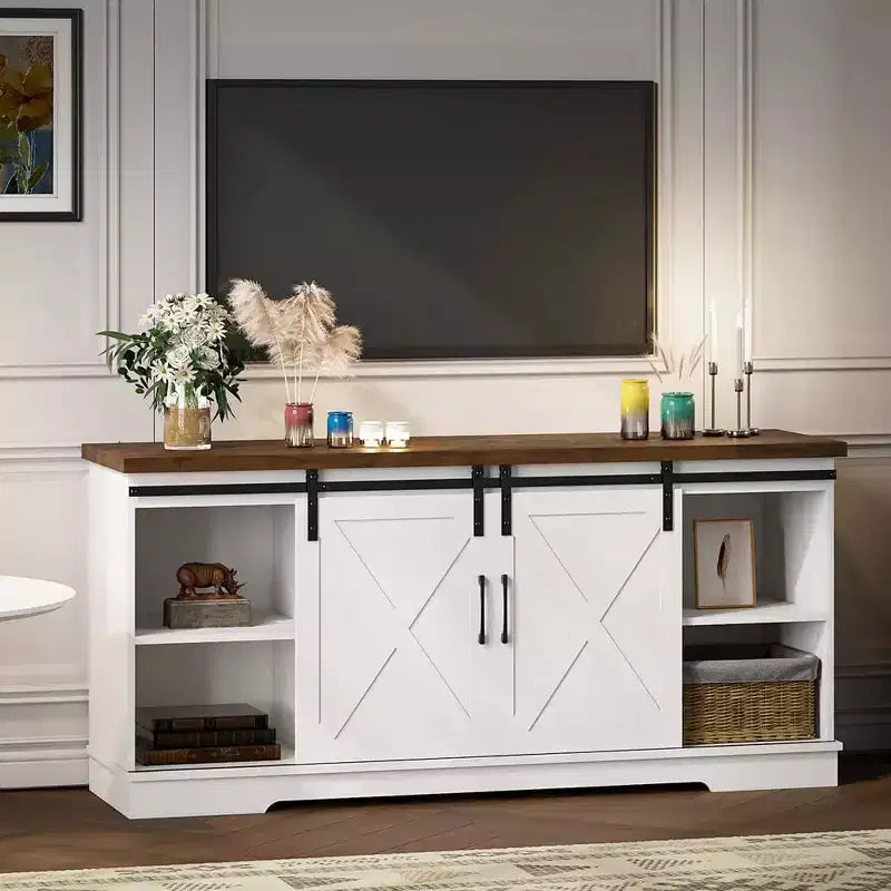 Meuble TV de ferme, meuble de divertissement TV, table de console média TV