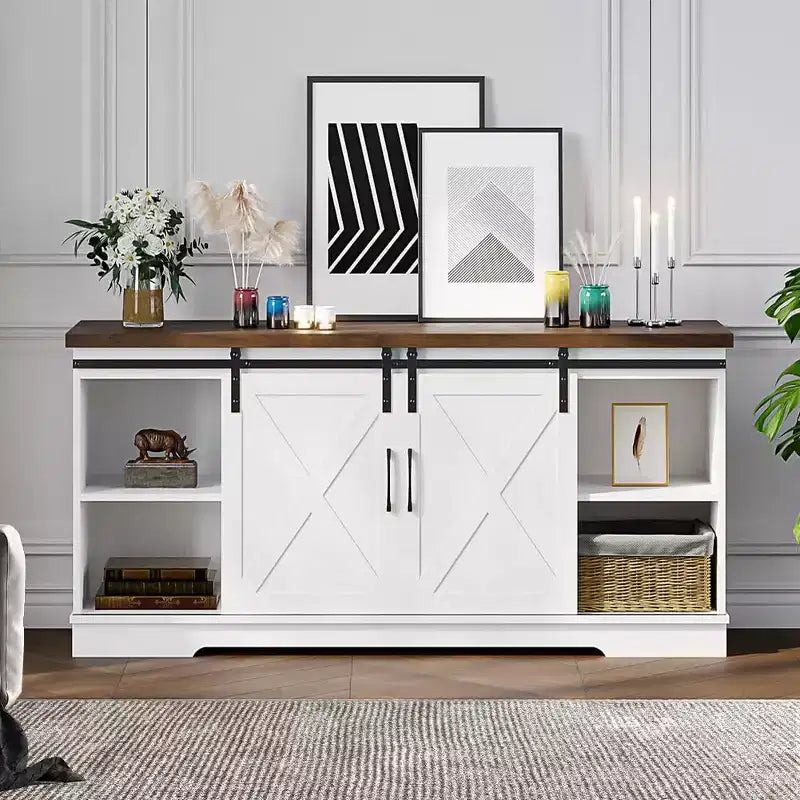 Meuble TV de ferme, meuble de divertissement TV, table de console média TV