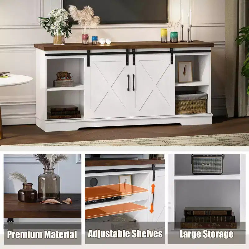 Meuble TV de ferme, meuble de divertissement TV, table de console média TV