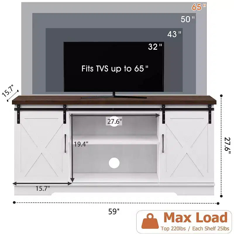 Meuble TV de ferme, meuble de divertissement TV, table de console média TV