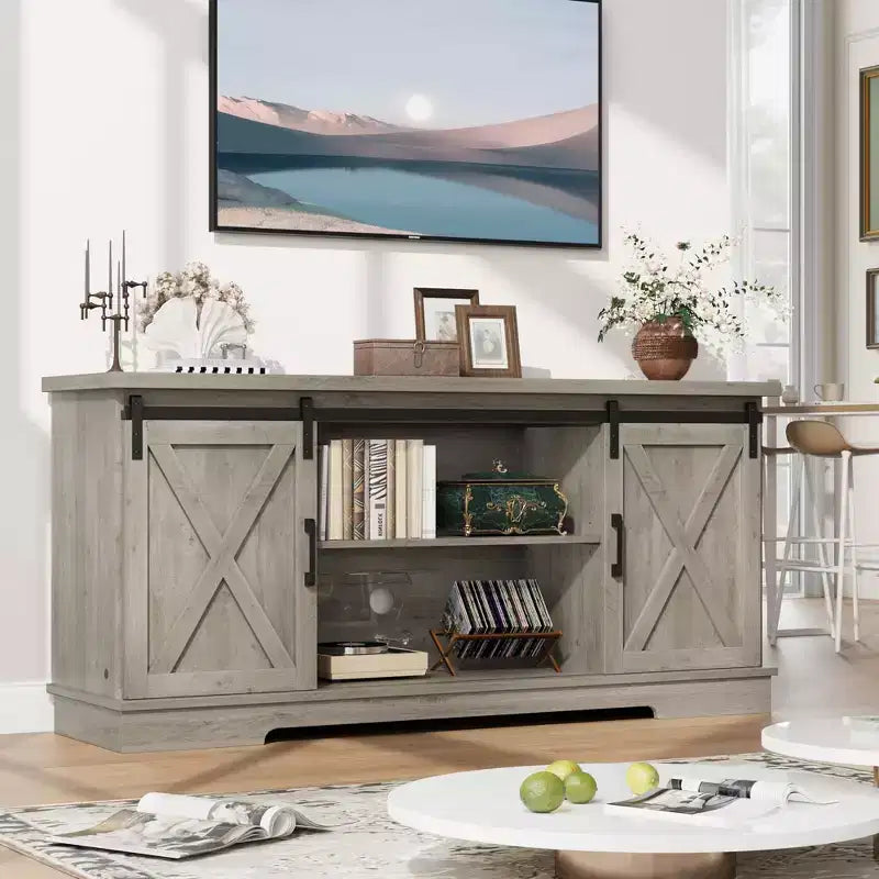 Meuble TV de ferme, meuble de divertissement TV, table de console média TV