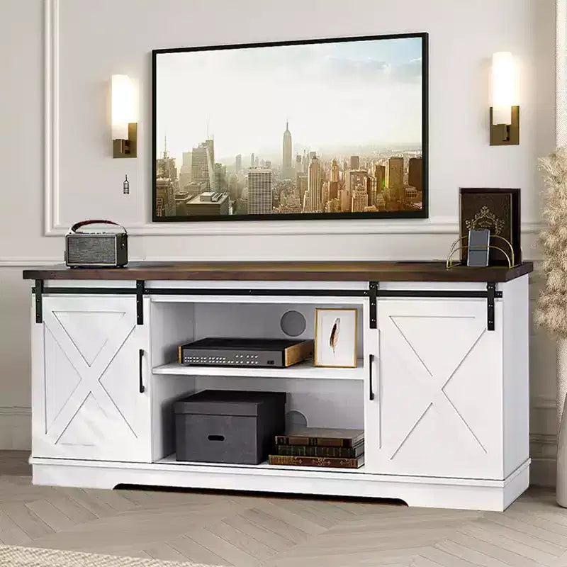Meuble TV de ferme, meuble de divertissement TV, table de console média TV