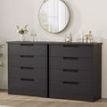 Commode de chambre à 4 tiroirs noire avec poignées encastrées
