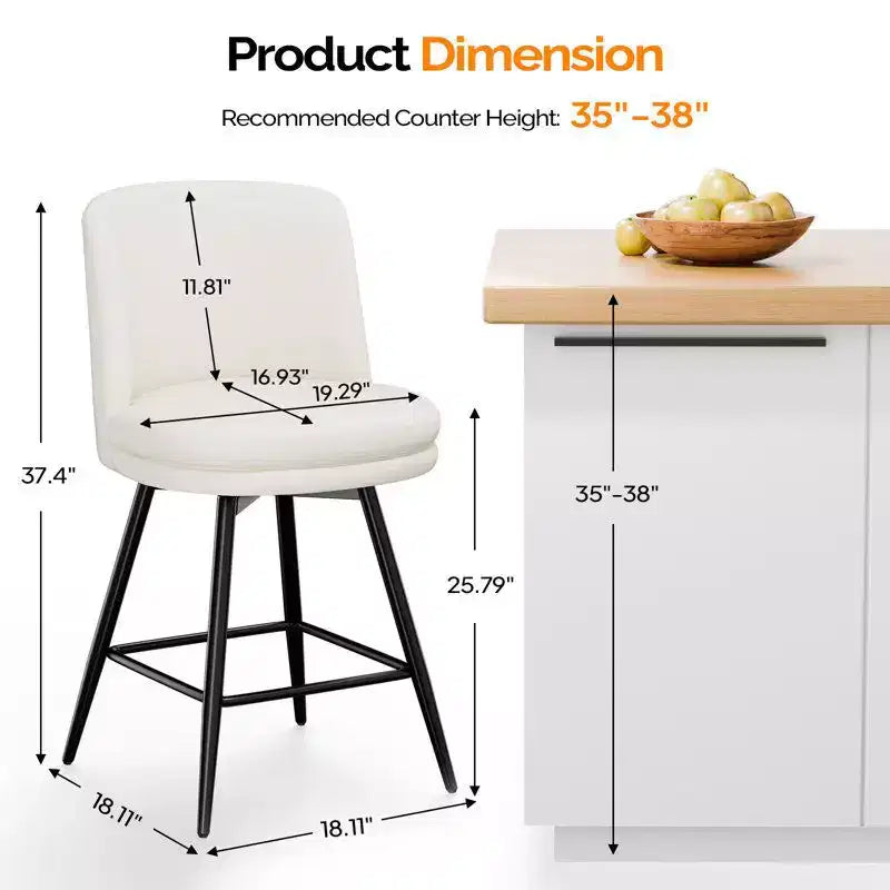 Tabouret de bar contemporain, pivotant, en cuir PU et de qualité durable
