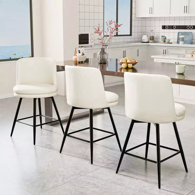 Tabouret de bar contemporain, pivotant, en cuir PU et de qualité durable