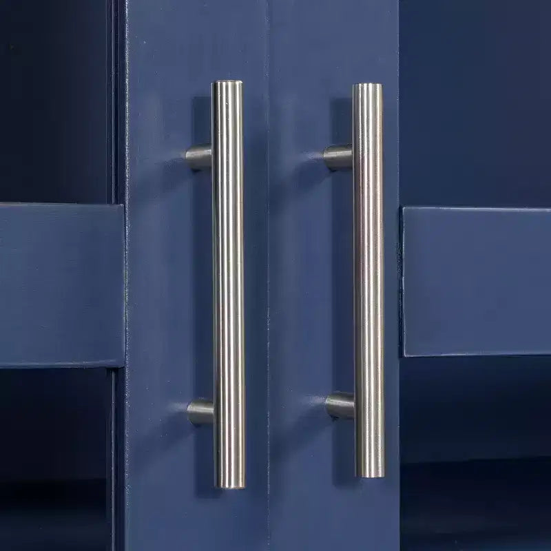 Meuble de cuisine moderne avec 2 portes vitrées, 4 tiroirs intégrés et une étagère.