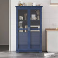 GDFStudio Sylv Modern Kitchen Storage Cabinet with 2 Glass Doors 4 Built-in Drawers and Shelf