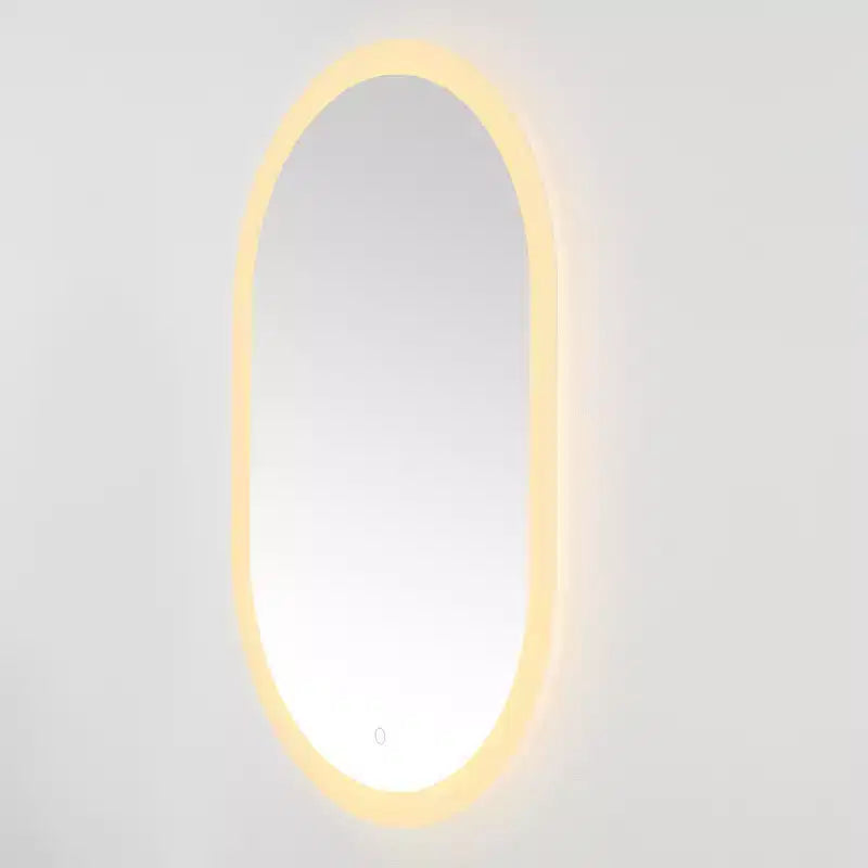 Miroir ovale LED en aluminium Argent/Blanc