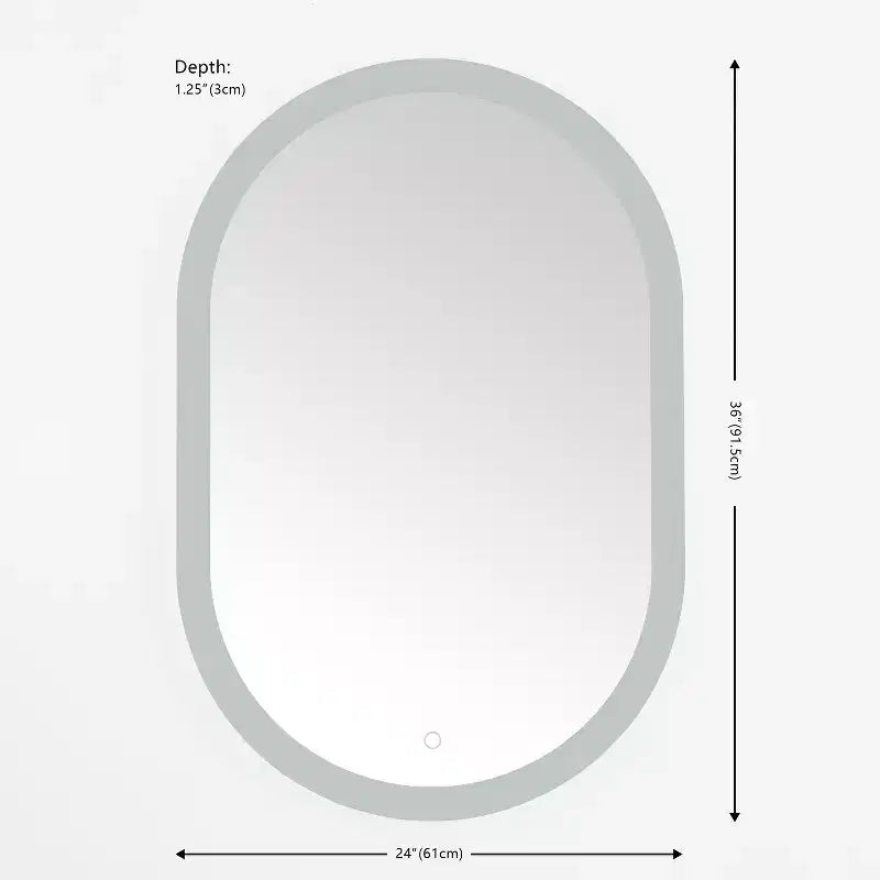 Miroir ovale LED en aluminium Argent/Blanc