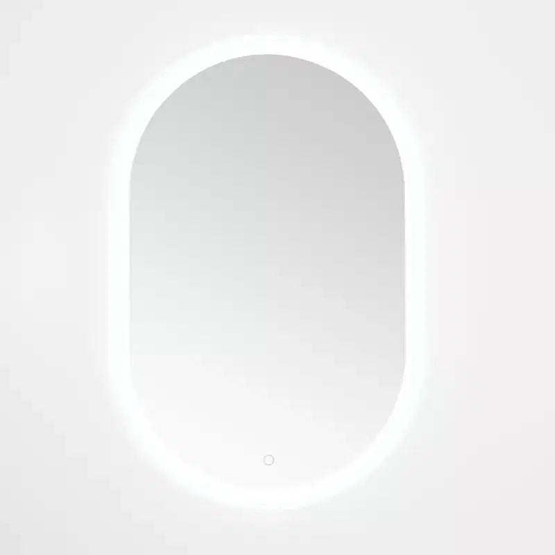 Miroir ovale LED en aluminium Argent/Blanc