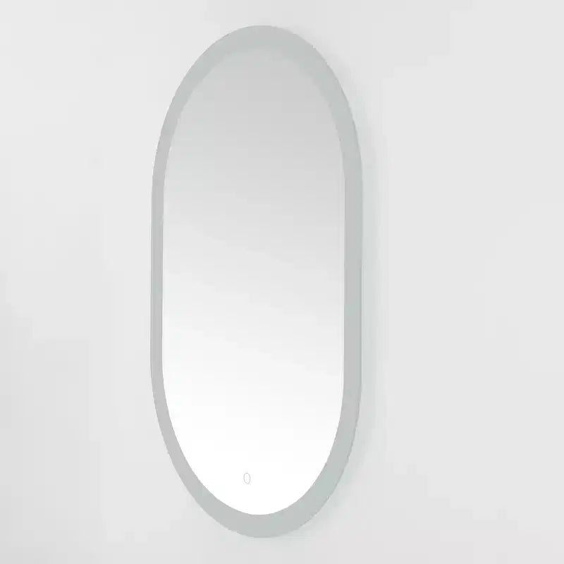Miroir ovale LED en aluminium Argent/Blanc