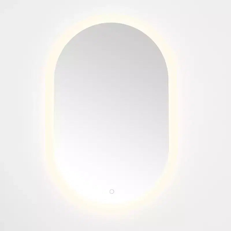 Miroir ovale LED en aluminium Argent/Blanc