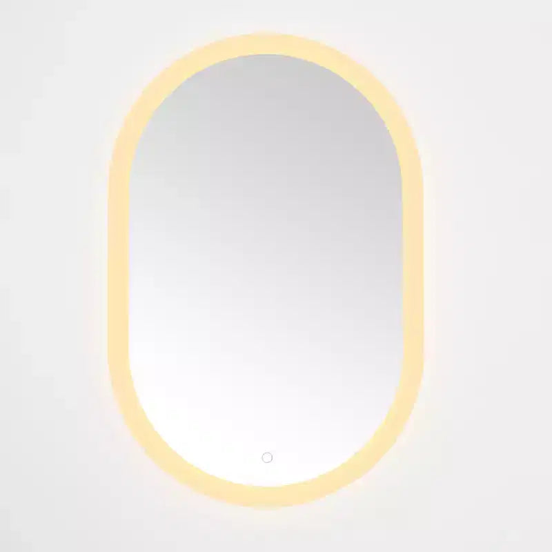Miroir ovale LED en aluminium Argent/Blanc