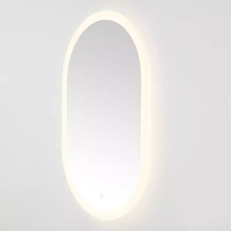 Miroir ovale LED en aluminium Argent/Blanc