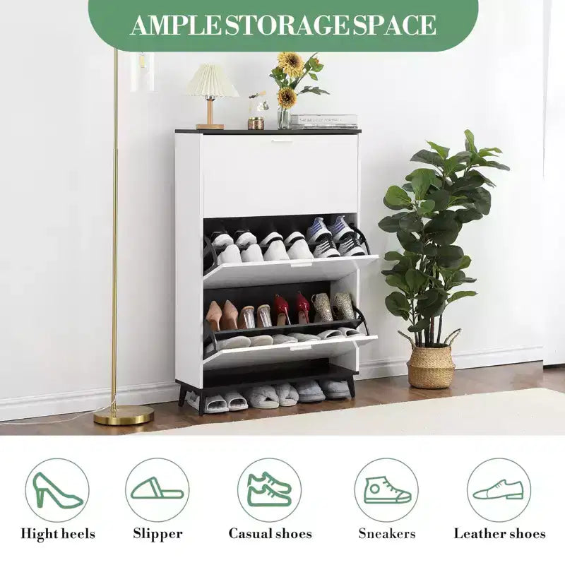Meuble de rangement pour chaussures Meuble à chaussures d'entrée Organisateur de rangement pour chaussures en bois autoportant