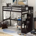 Twin Size Loft Bed with Storage Staircase and Built-in Desk High Loft Bed Frame with Steps for Kids Teens Adults