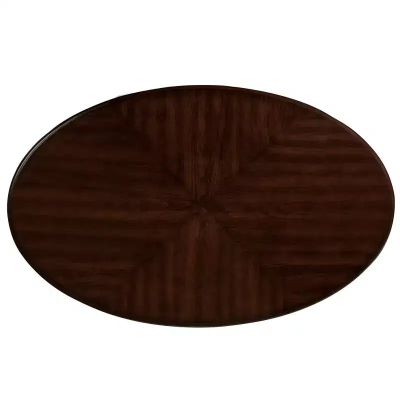 table basse ovale en bois à 2 niveaux avec étagère de rangement ouverte