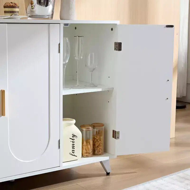 Buffet Armoire de rangement avec 3 portes et poignée en métal meuble d'entrée