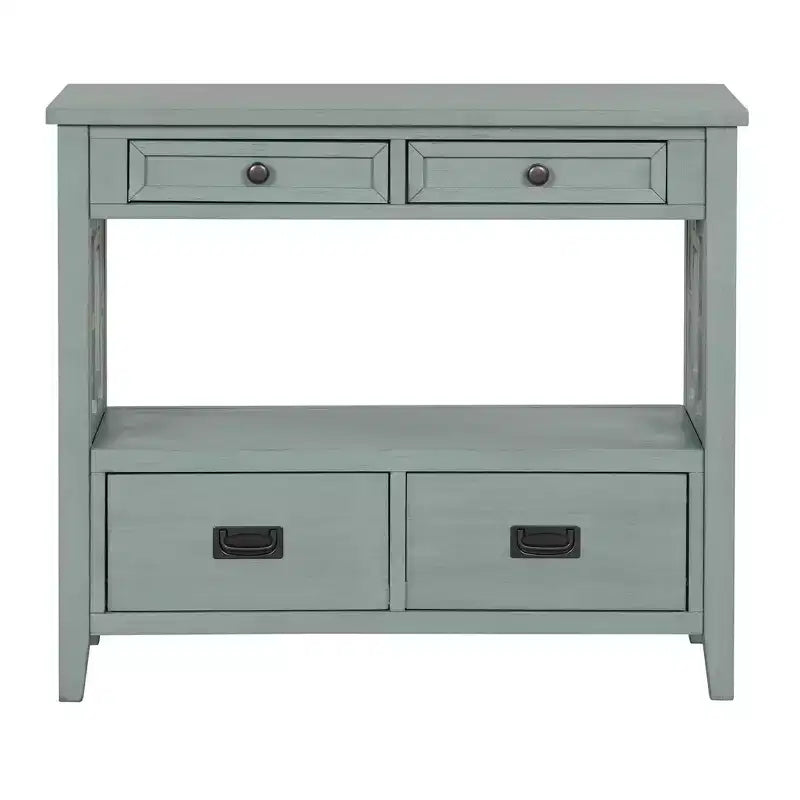 Console de ferme en bois avec 4 tiroirs et 1 étagère de rangement