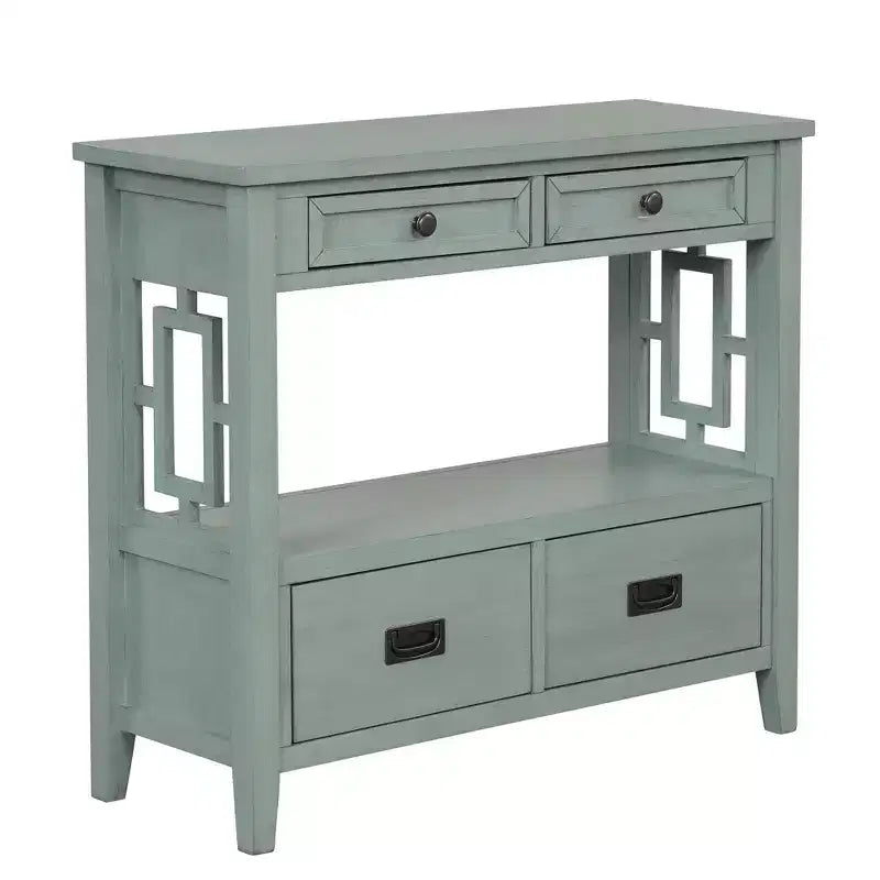 Console de ferme en bois avec 4 tiroirs et 1 étagère de rangement