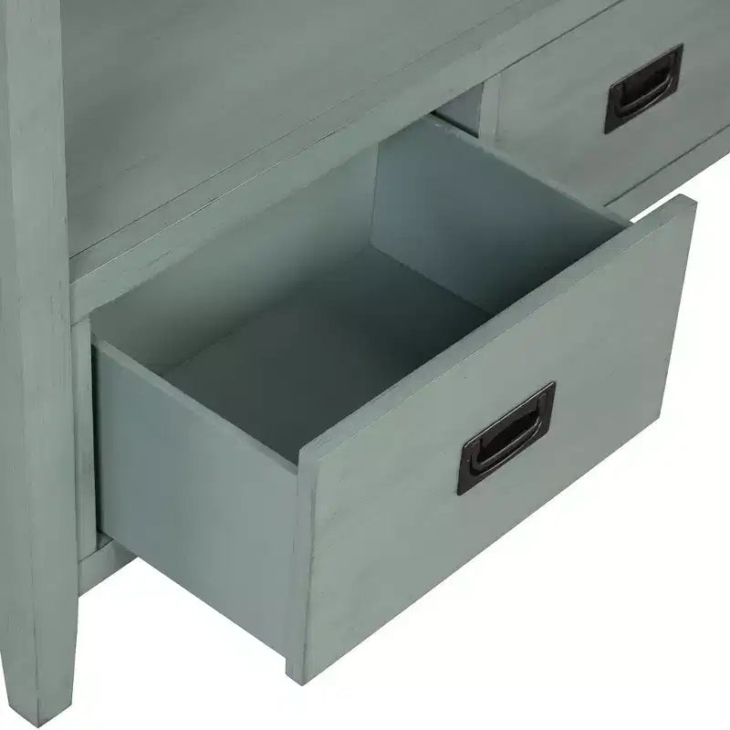 Console de ferme en bois avec 4 tiroirs et 1 étagère de rangement