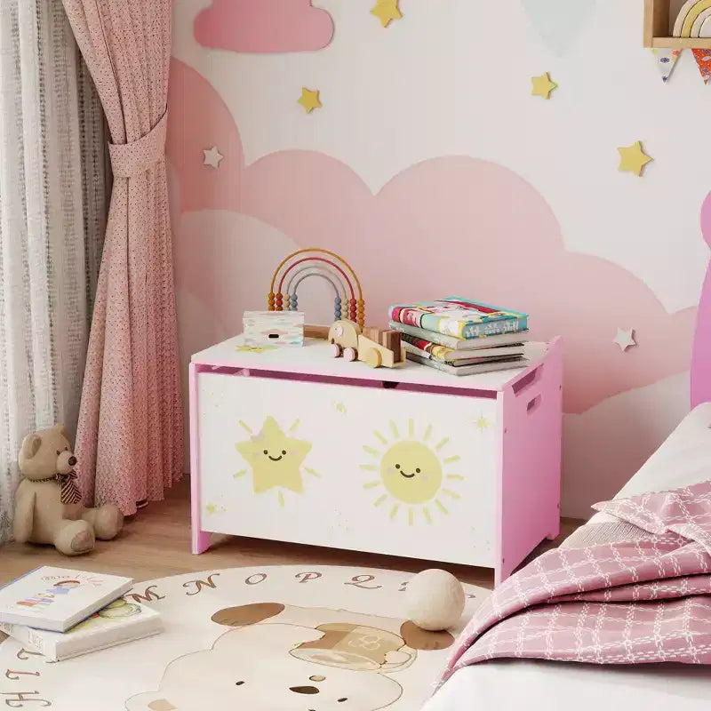 Coffre à jouets avec charnières de sécurité et poignées encastrées Organisateur de rangement