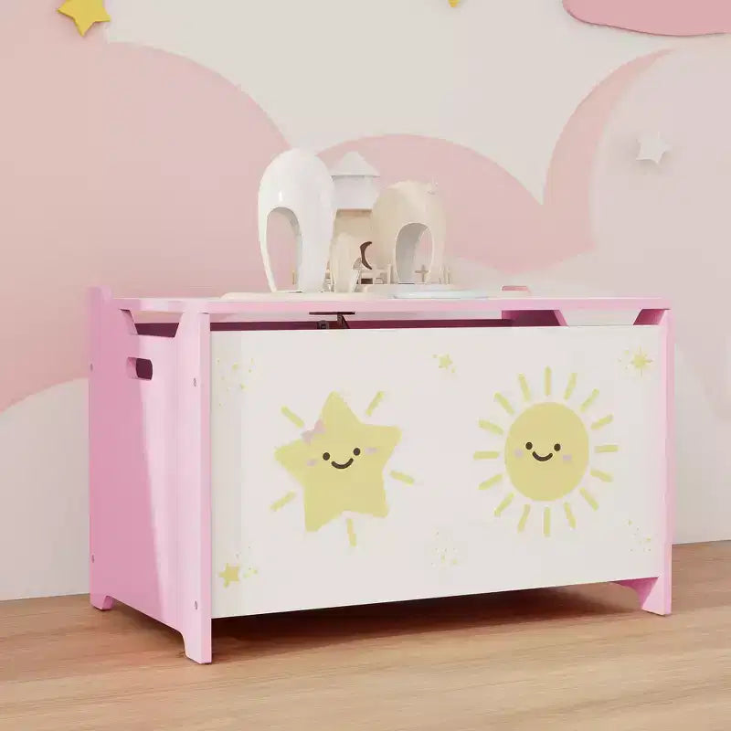 Coffre à jouets avec charnières de sécurité et poignées encastrées Organisateur de rangement