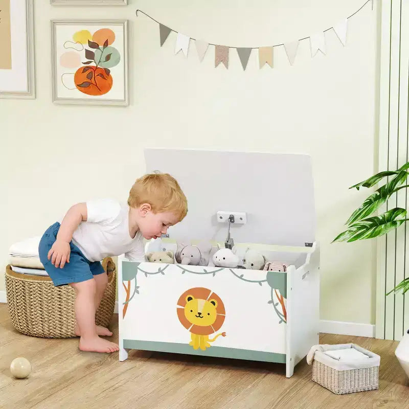 Coffre à jouets avec charnières de sécurité et poignées encastrées Organisateur de rangement