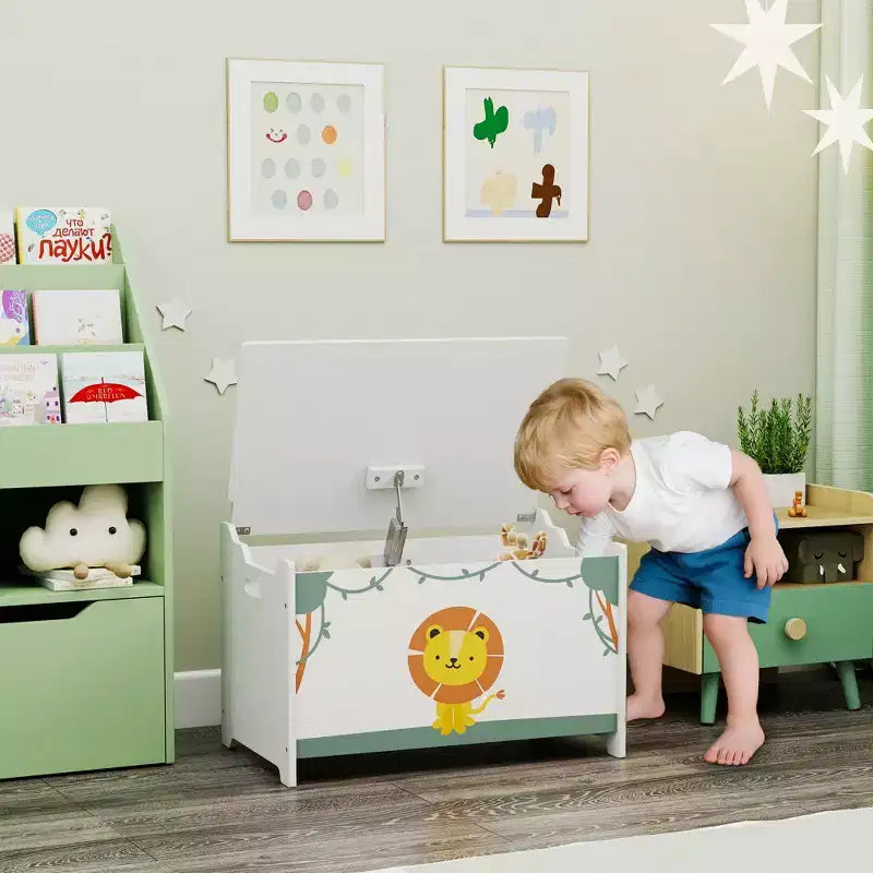 Coffre à jouets avec charnières de sécurité et poignées encastrées Organisateur de rangement