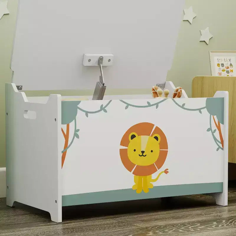 Coffre à jouets avec charnières de sécurité et poignées encastrées Organisateur de rangement