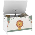 Qaba Toy Box Toy Chest with Lid Safety Hinges and Groove Handles Storage Organizer for Kids Living Room Playroom