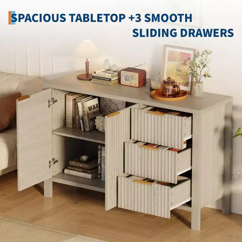 Bahut à rainures buffet armoire moderne du milieu du siècle meuble de bar à café