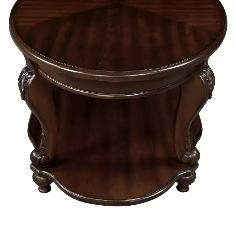 Table d'appoint ronde vintage avec étagère inférieure