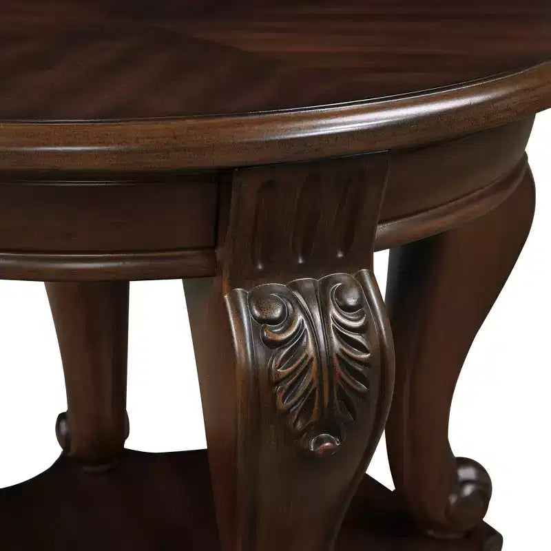 Table d'appoint ronde vintage avec étagère inférieure
