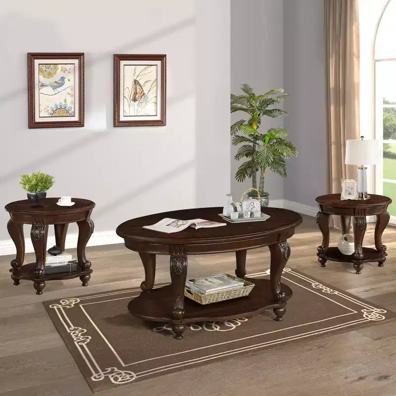 Table d'appoint ronde vintage avec étagère inférieure