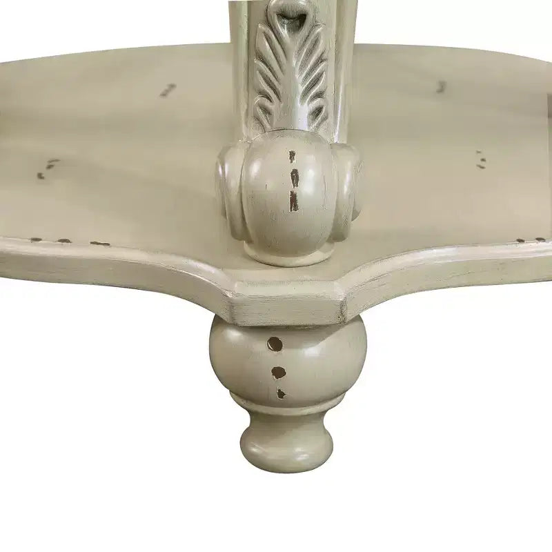 Table d'appoint ronde vintage avec étagère inférieure