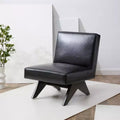 Fauteuil d'appoint en cuir végétalien noir/noyer