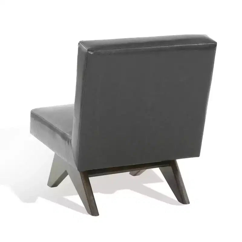 Fauteuil d'appoint en cuir végétalien noir/noyer