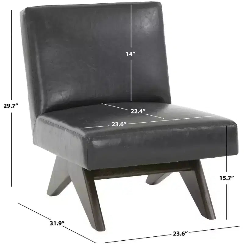 Fauteuil d'appoint en cuir végétalien noir/noyer