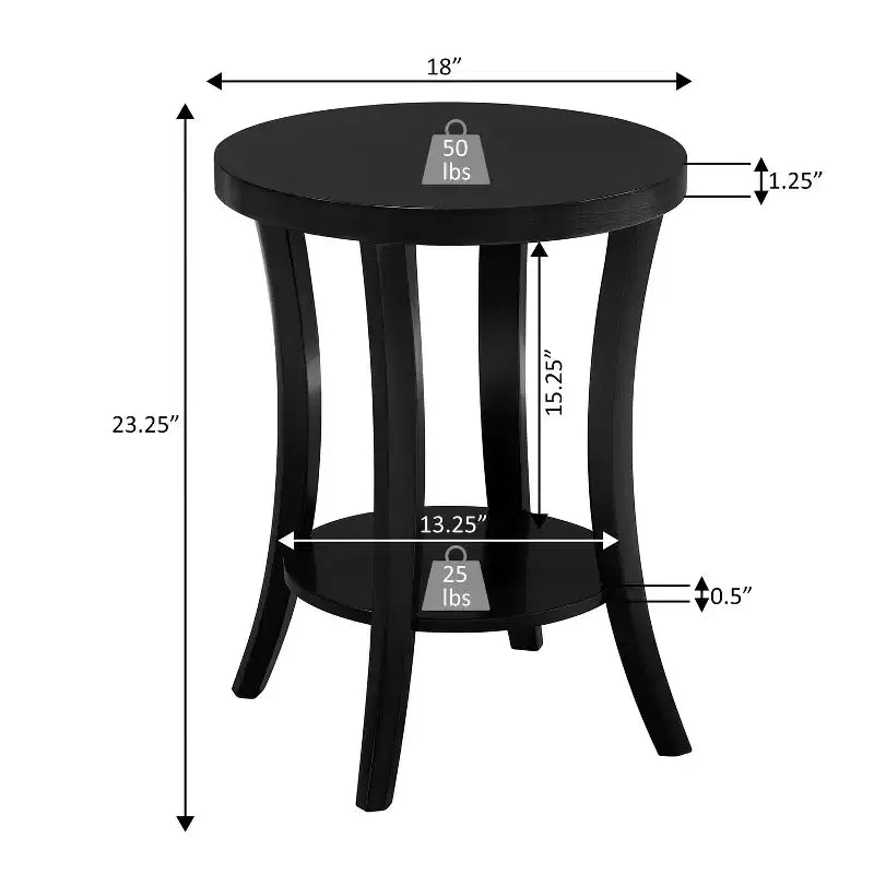 Table d'appoint ronde noire en bois avec plateau
