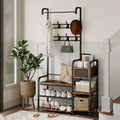 3-in-1 Hall Tree Coat Rack with Shoe Storage and Drawer Heavy-Duty Steel Frame Entryway Bench Multifunctional Mudroom Organizer