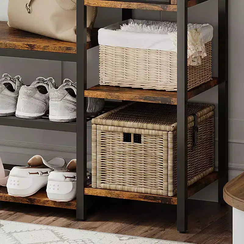 Porte-manteau 3-en-1 avec rangement pour chaussures et tiroir