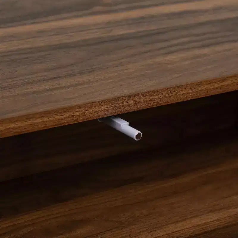 Meuble TV Noyer Mid-Century avec Structure Solide et Rangement Fermé