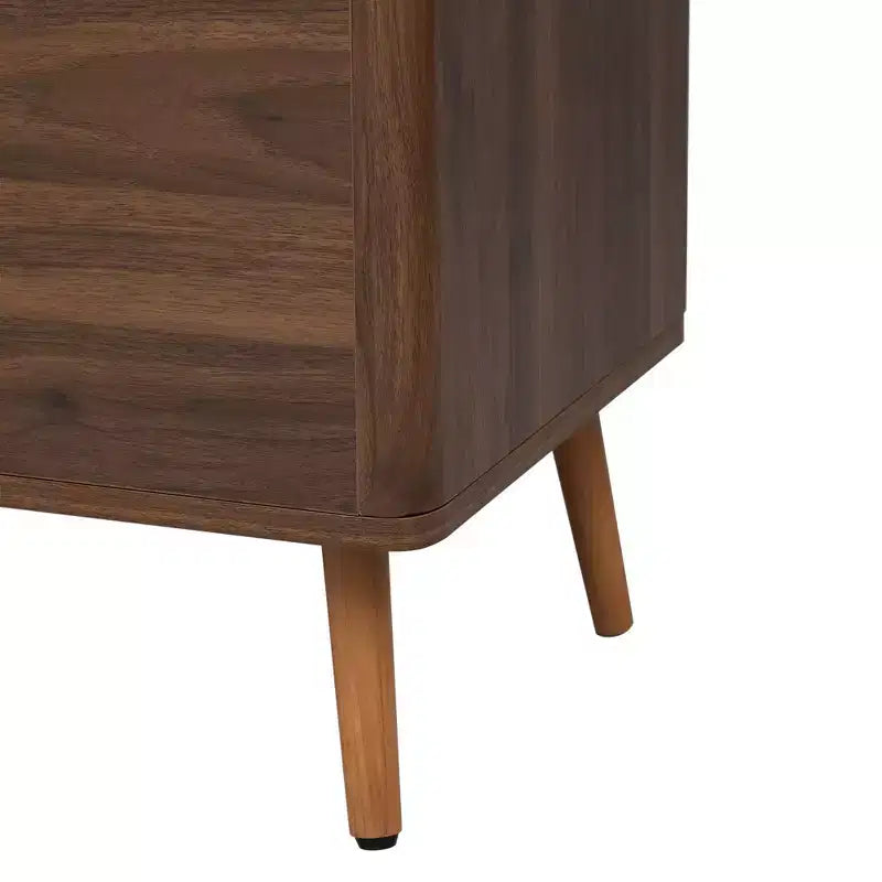 Meuble TV Noyer Mid-Century avec Structure Solide et Rangement Fermé