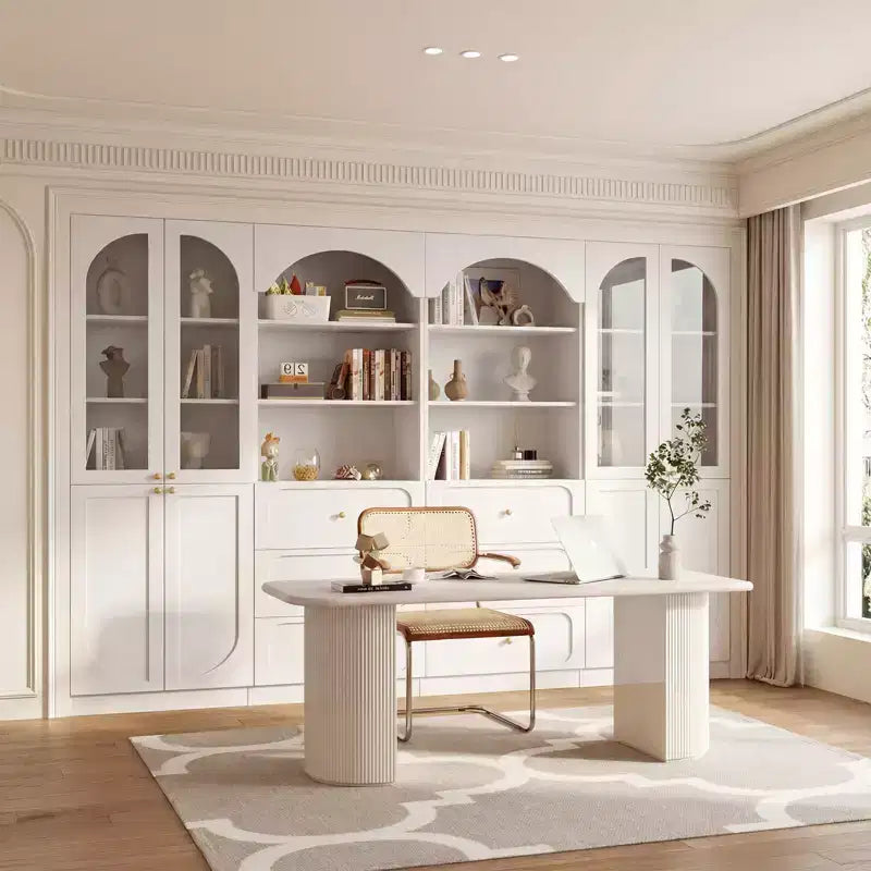 Meuble de rangement pour garde-manger avec portes, lot de 2 bibliothèques avec portes vitrées et étagères