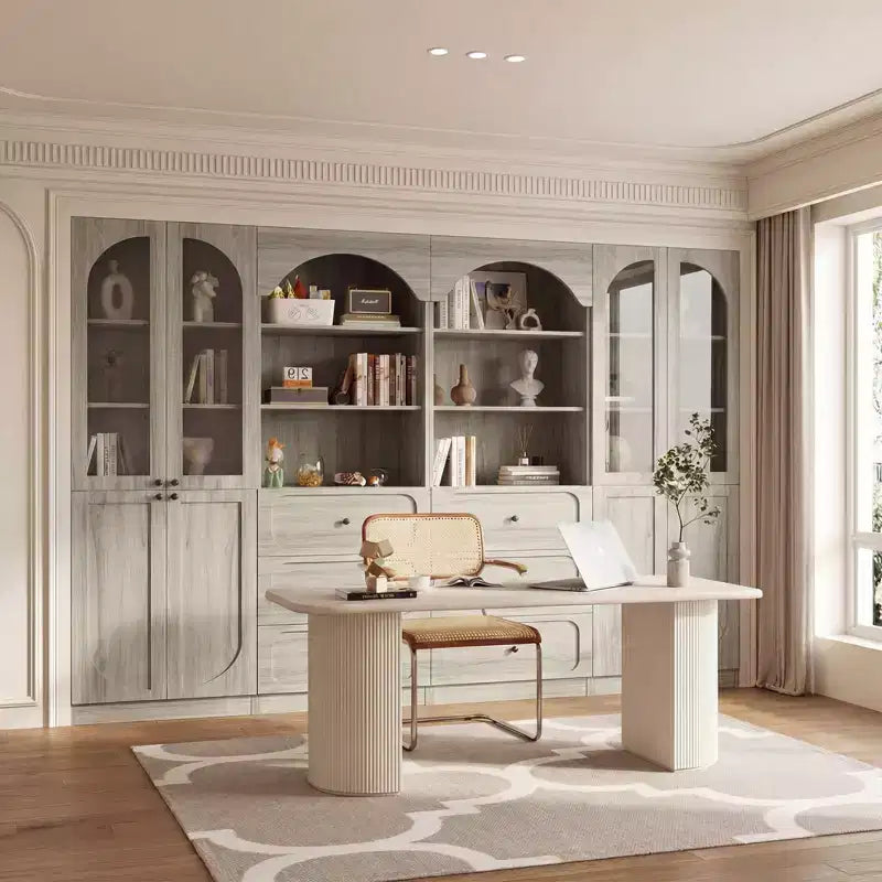 Meuble de rangement pour garde-manger avec portes, lot de 2 bibliothèques avec portes vitrées et étagères
