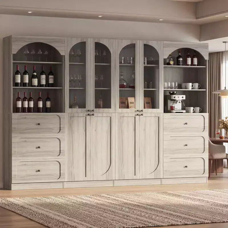 Meuble de rangement pour garde-manger avec portes, lot de 2 bibliothèques avec portes vitrées et étagères