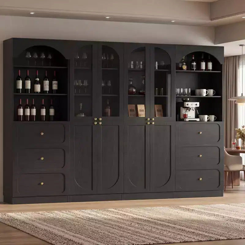 Meuble de rangement pour garde-manger avec portes, lot de 2 bibliothèques avec portes vitrées et étagères