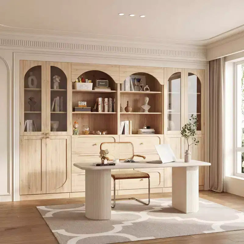 Meuble de rangement pour garde-manger avec portes, lot de 2 bibliothèques avec portes vitrées et étagères